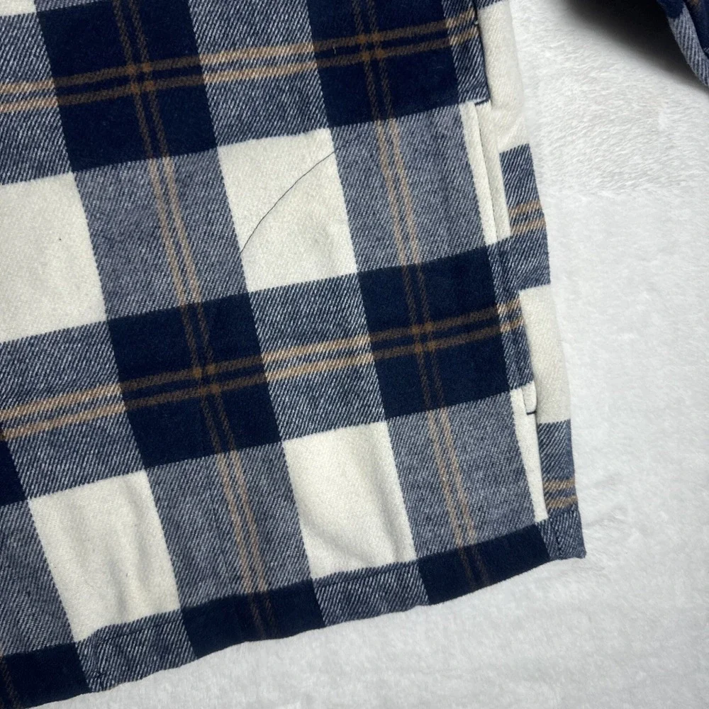 HFX Womens Navy Blue Plaid Flannel Snap‎ Front Shacket Jacket XL